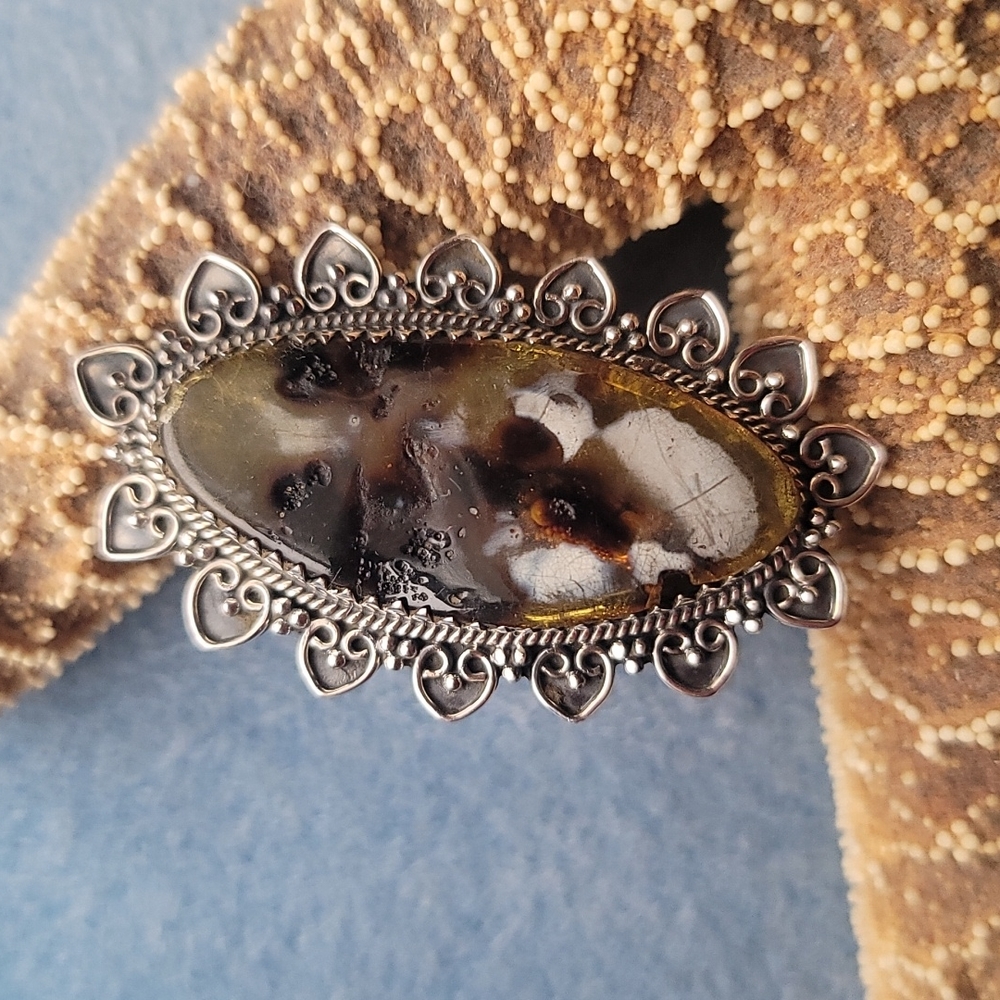 Sterling Amber Ring - Picture 2 of 7